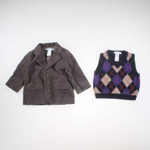Janie and Jack Boys Brown | Black Argyle Jacket size: 3-6 Months